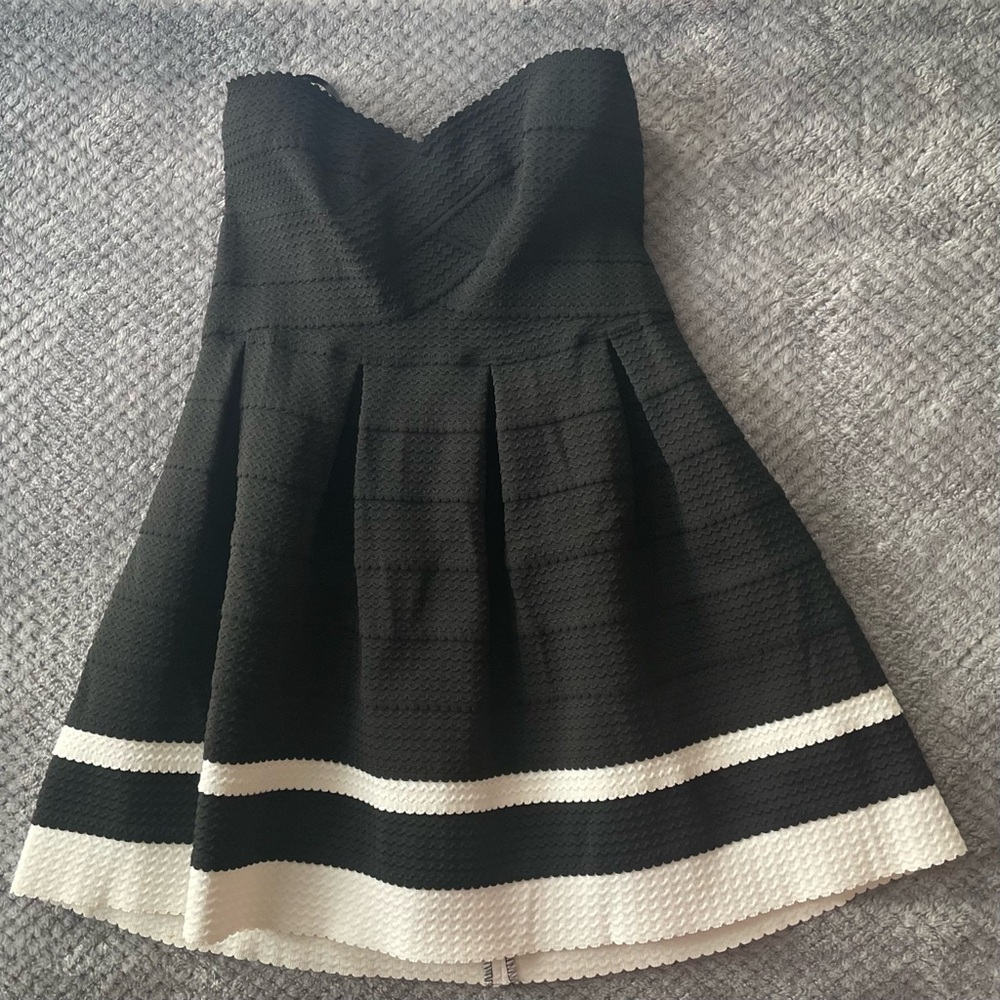 Black and White Strapless Dress